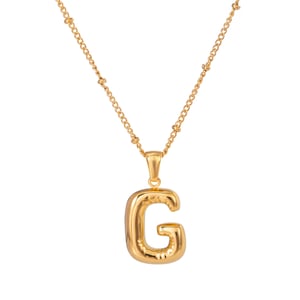 Collana con ciondolo da donna in acciaio inossidabile placcato Colore oro , stile casual semplice, a forma di lettera G, 1 pezzo h5 